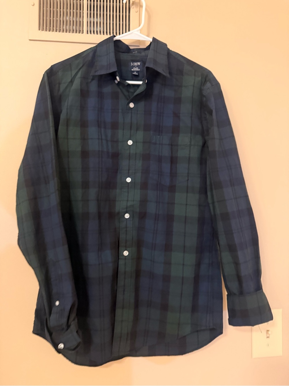 J.Crew Men’s Flex Washed Black Watch Plaid Shirt Slim Fit Medium